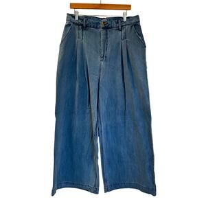 The Odells Wide Leg Jeans sz 12 Pleated Front Jeans Medium Wash Jeans
